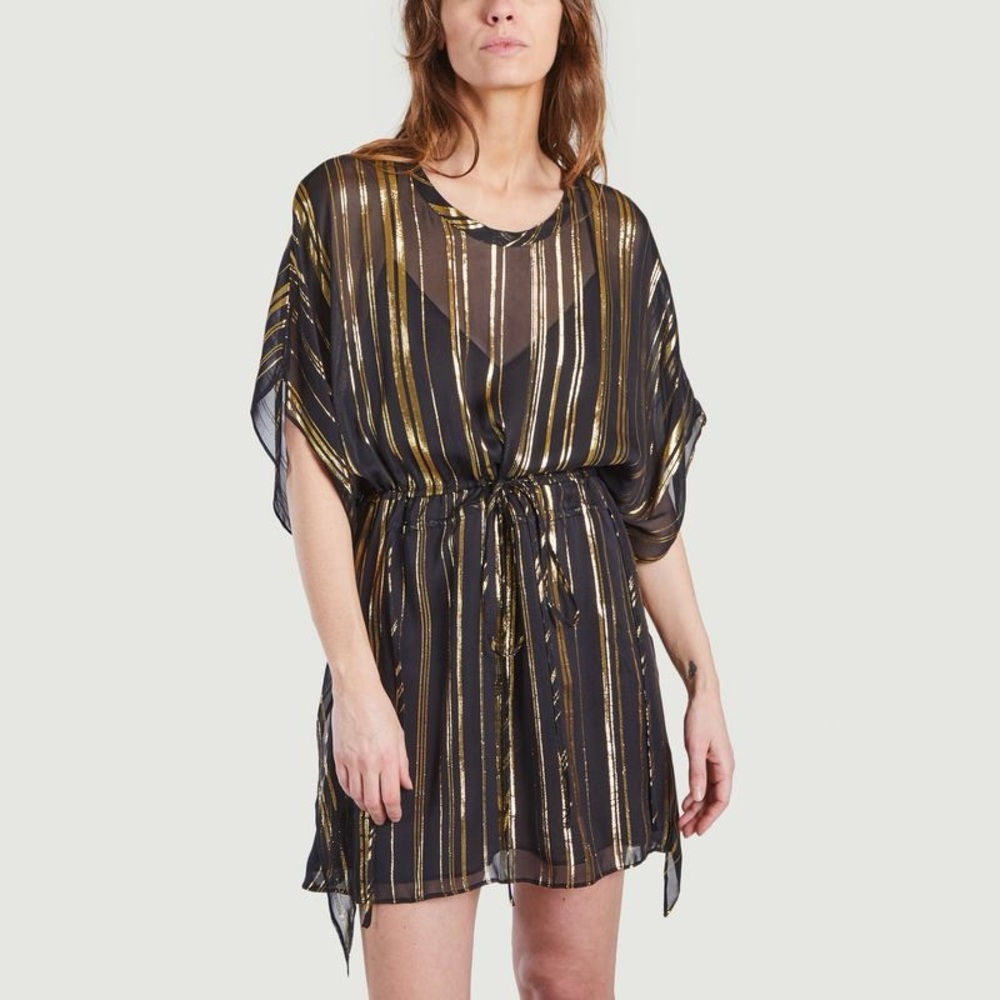 IRO Black and Gold Striped Dress